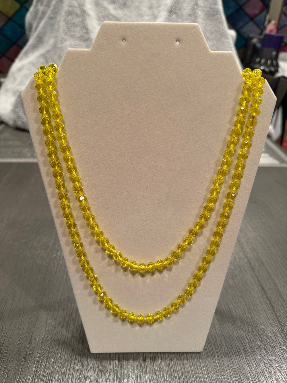 Yellow Glass Bead Necklace